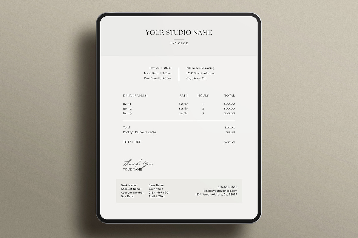 Photography Invoice Template Canva, a Marketing Template by Honor ...