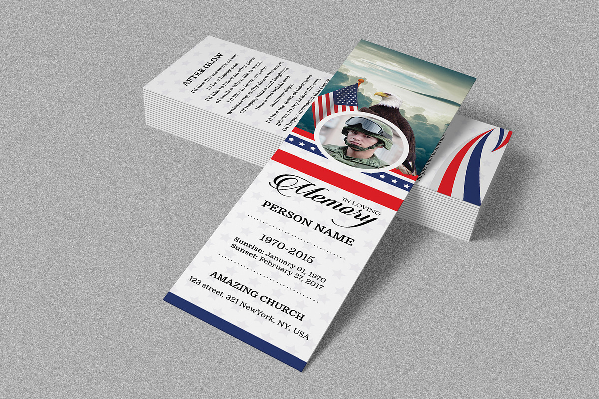 Funeral Bookmark for Army Military, an Invitation Template by SmmrDesign (Photo 1 of 2)