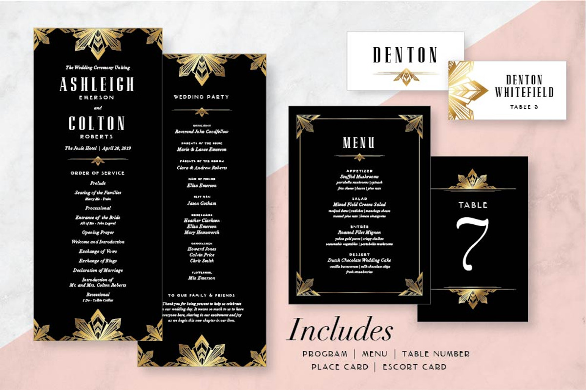 Modern Meets Art Deco Invite Suite, an Invitation Template by StoryBird Design (Photo 3 of 6)