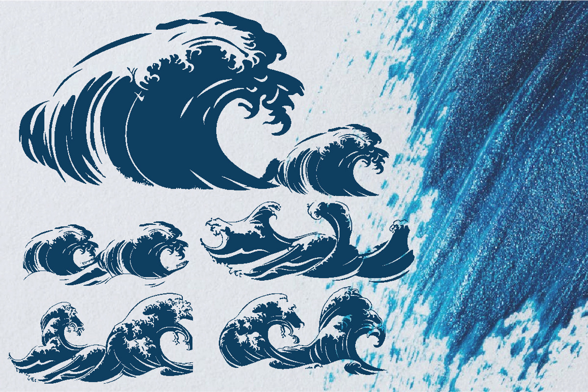 70+ Water Waves Silhouette, a Decorative Illustration by jongcreative (Photo 5 of 7)