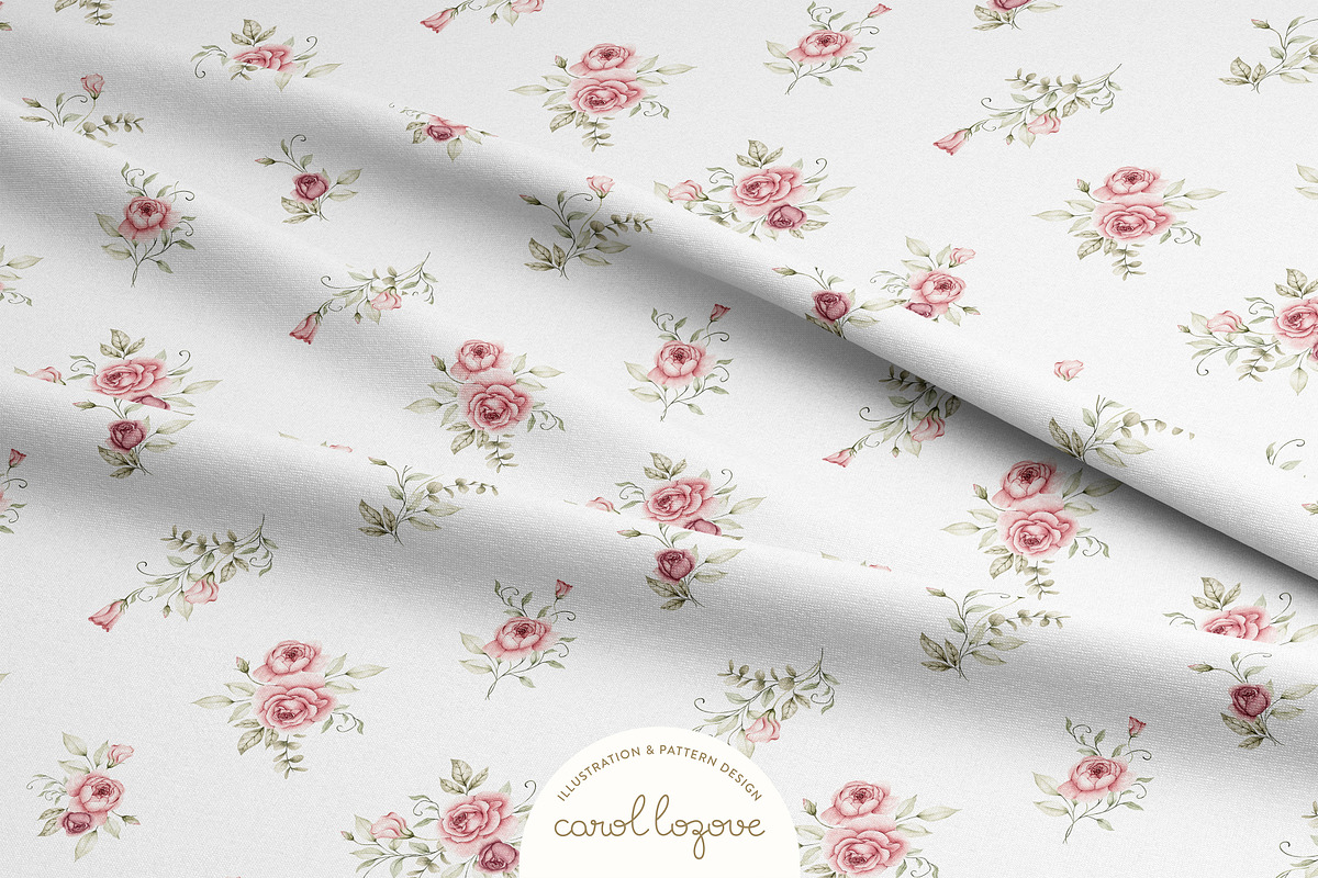 Watercolor Blush Roses Floral Set, a Decorative Illustration by Carol Lozove (Photo 28 of 50)