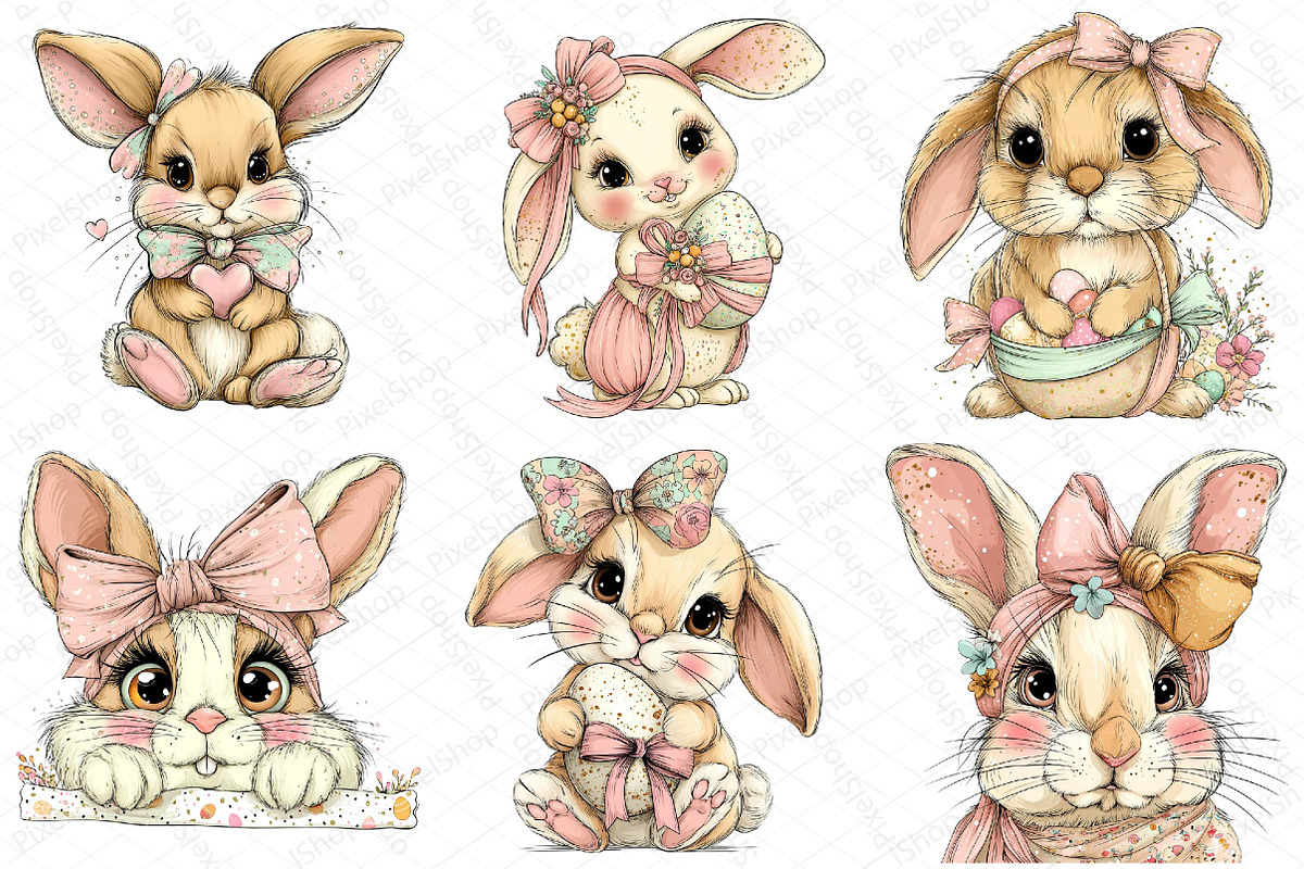 Glitter Easter Bunny Coquette Clipar, an Illustration by DreamPrint404 (Photo 5 of 6)