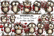 Whimsical Owls Spring Clipart, an Illustration by CraftArtStudio (Thumbnail 1 of 6)
