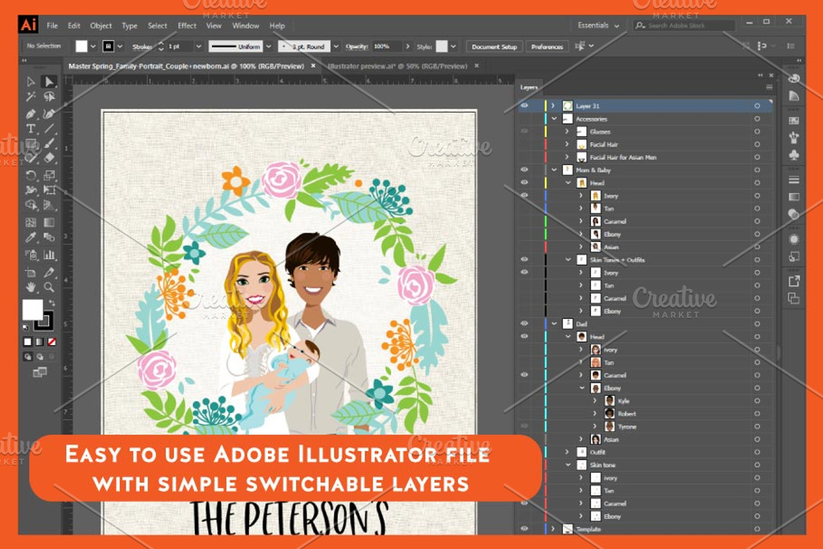 Family Portrait Creator, an Illustration by Lauren Lesley Studio (Photo 4 of 8)