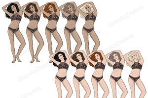 Glam Summer Girls Clipart