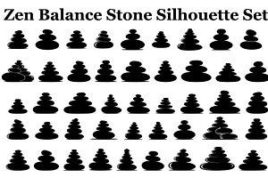 Zen Balance Stone Silhouette Set, a Graphic by Designer_Momina