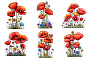 Spring Meadow Poppies Clipart, an Illustration by GatewayDesign (Thumbnail 6 of 10)