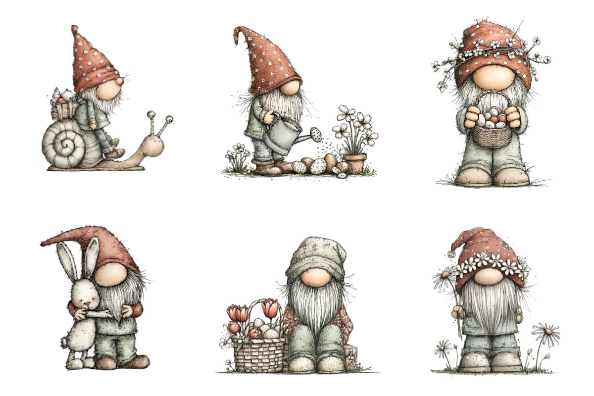 Cute Easter Gnomes Clipart, an Illustration by Design Market (Photo 2 of 3)