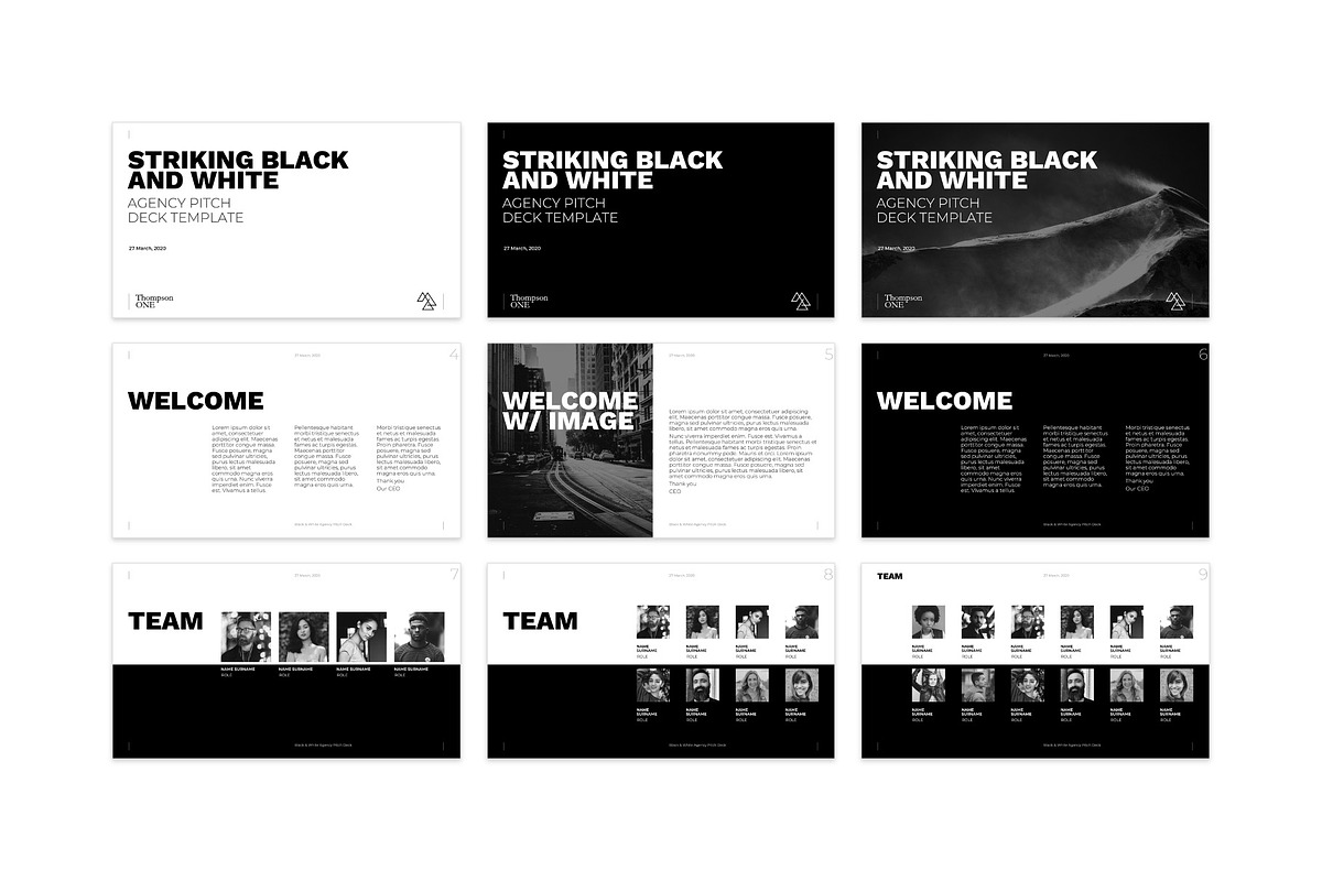 Striking B&W Pitch Deck Template, a Presentation Template by PresentationDesignStudio (Photo 3 of 15)