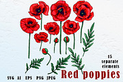 Red poppies, a Decorative Illustration by EshaStudio (Thumbnail 1 of 2)