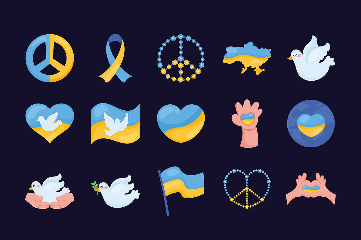 No War Ukraine Illustration Set