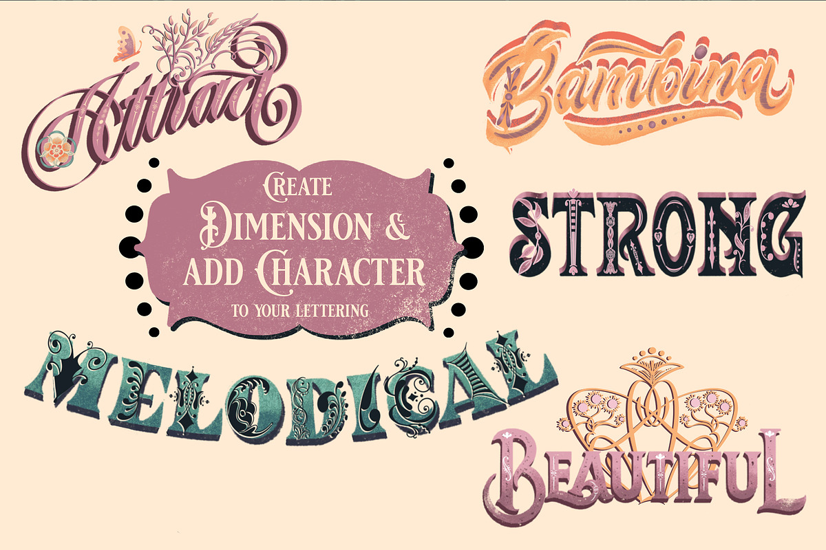 Procreate Lettering Inlay Pack, a Brush Add-On by Debi Sementelli (Photo 5 of 11)