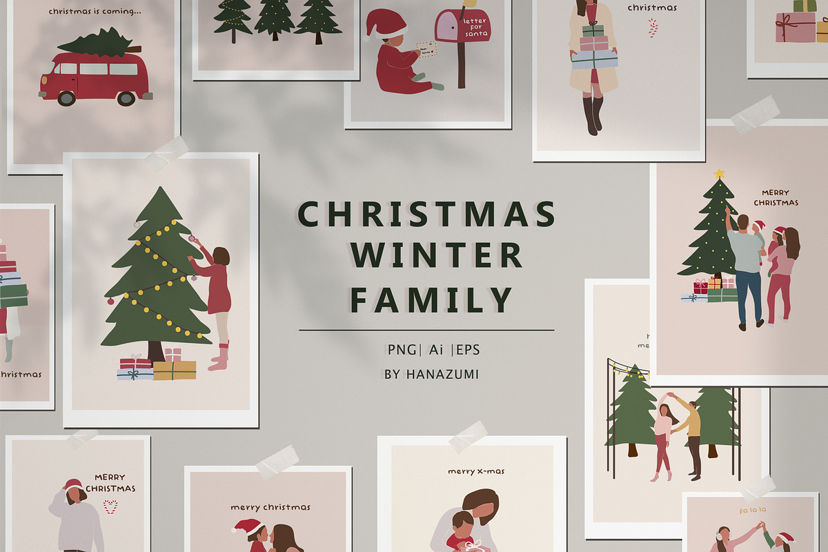 Christmas Winter Family, a Decorative Illustration by Hanazumi (Photo 1 of 12)