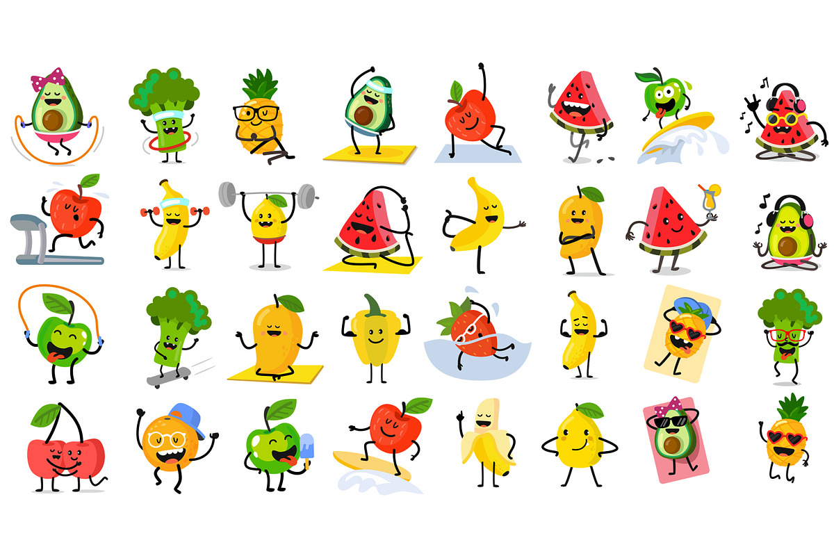 Cool fruits vector set, a Food Illustration by bioraven (Photo 3 of 11)