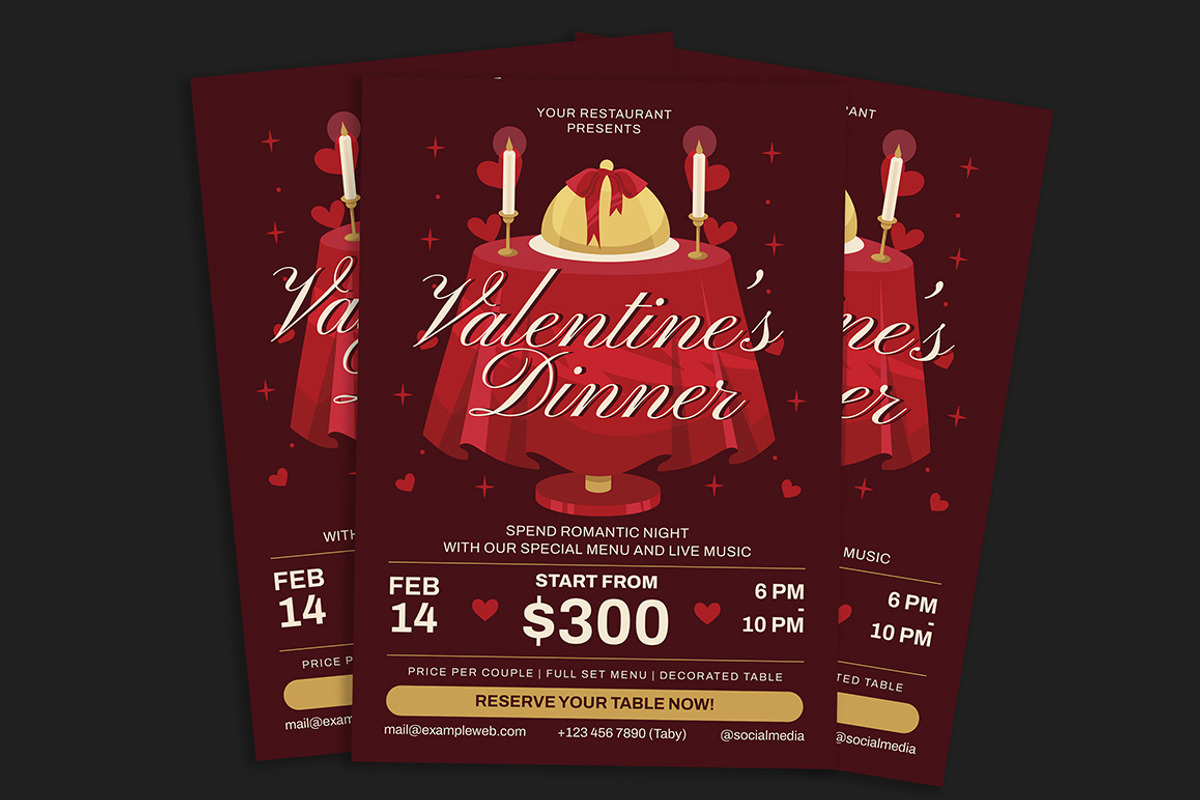 Valentine Dinner Flyer, a Flyer Template by Gumico Studio. (Photo 3 of 3)