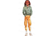 Happy teenager watercolor PNG set, a Person Illustration by Bubert Art (Thumbnail 8 of 8)