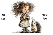 Whimsical Floral Girl & Hedgehog, an Animal Illustration by GiraffeCreative (Thumbnail 4 of 20)