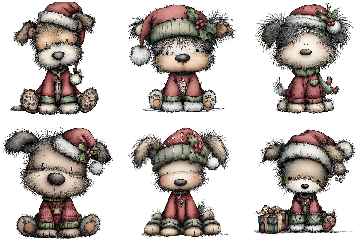 Christmas Cute Dog Clipart, an Illustration by DreamArtGraphic (Photo 6 of 6)