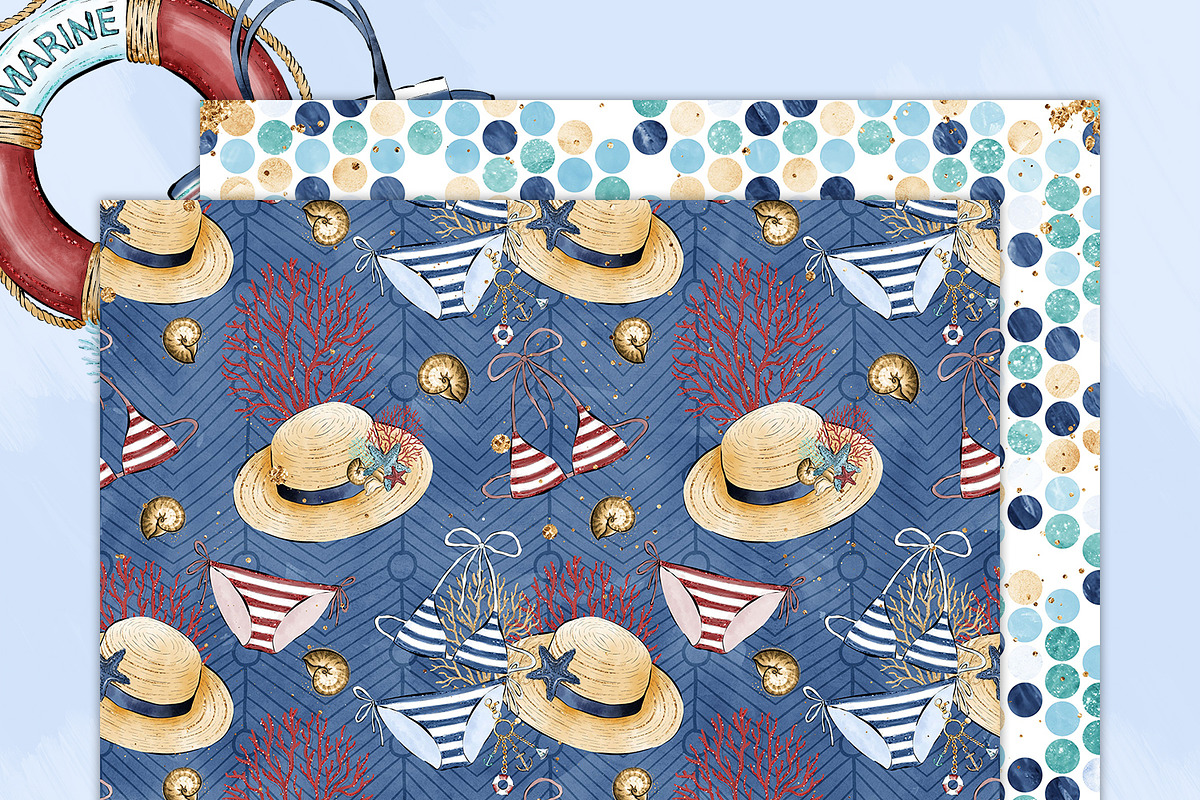 Nautical Digital Paper, a Pattern Graphic by Phantasia Design