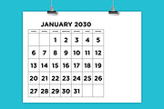 2030 Large Number 8.5x11 Calendar, a Stationery Template by Running With Foxes (Thumbnail 1 of 5)