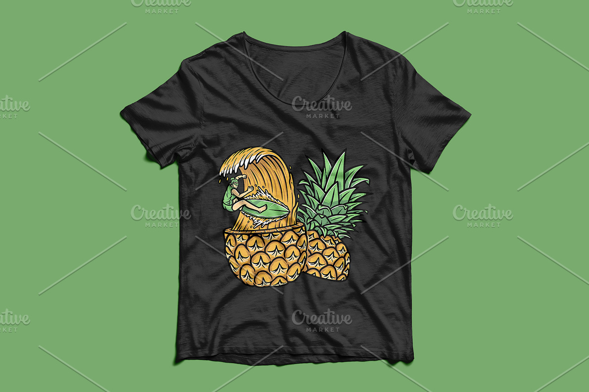Surfing in pineapple illustration, a Person Illustration by gunaonedesign (Photo 4 of 5)