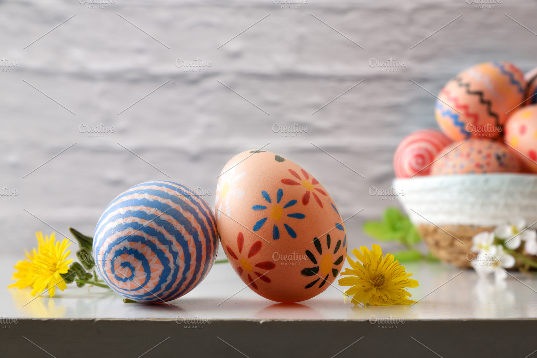 Decorated Easter Eggs with Dandelions, a Holiday Photo by Davizro's Market