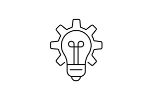 Lightbulb in gear outline icon, an Outline Icon by Saggitarius