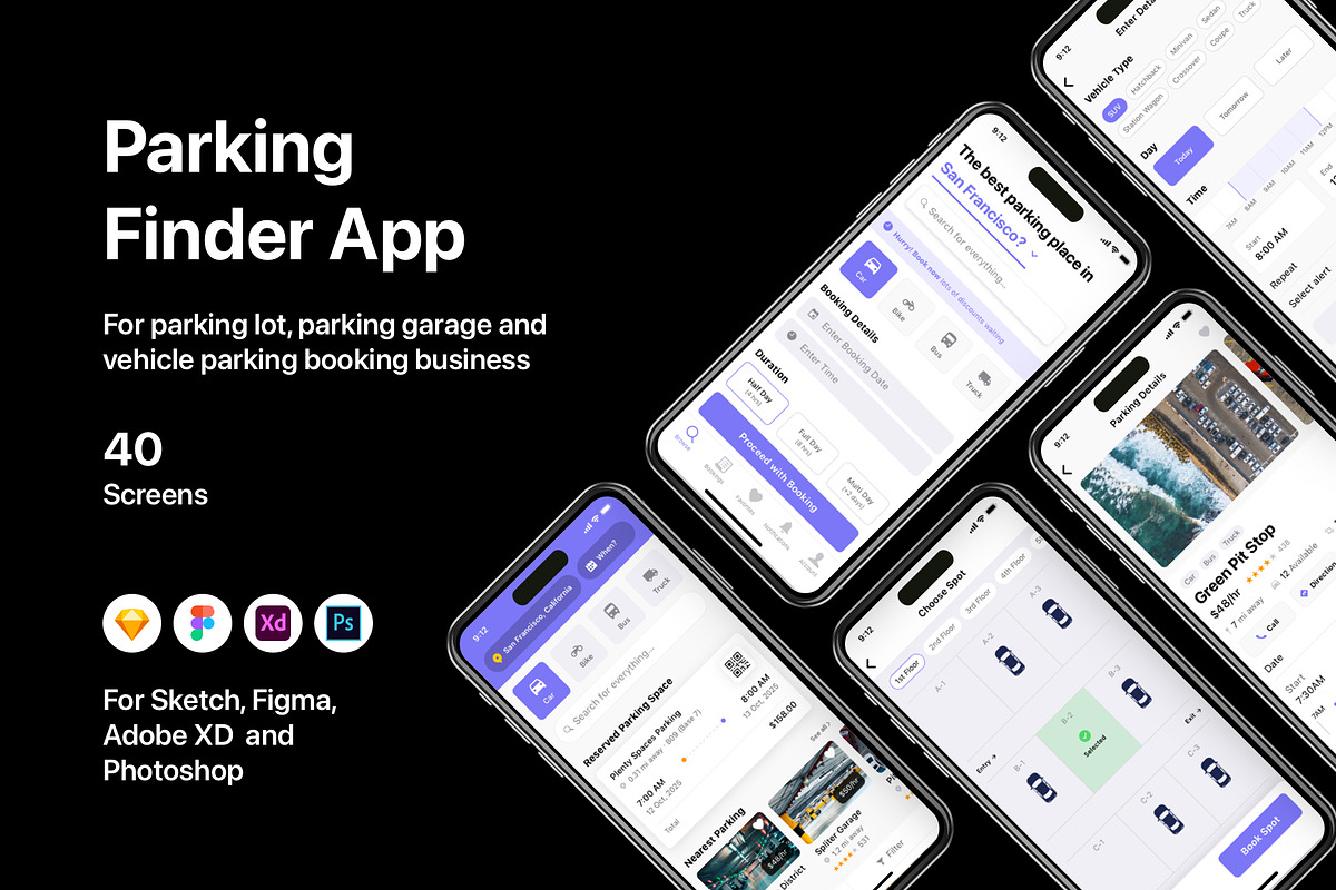 Parking Finder App, an UI Kit Template by flr.24 (Photo 1 of 2)