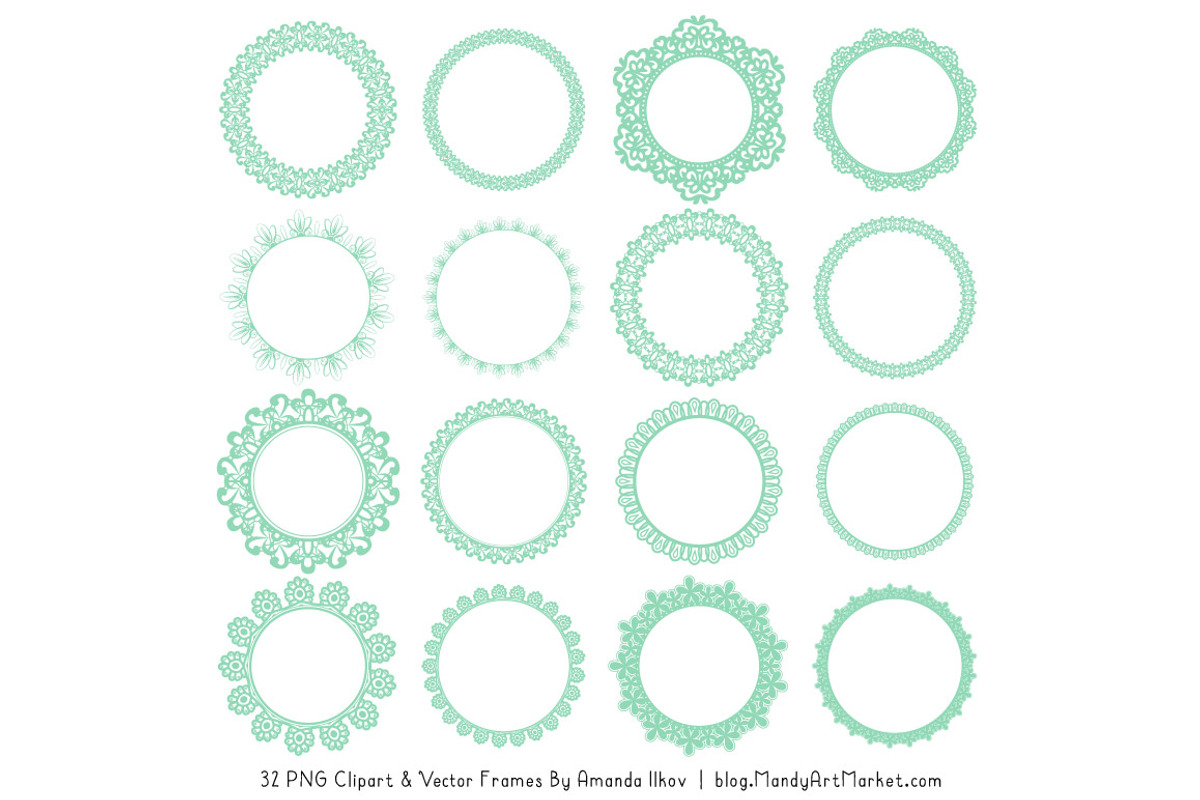 Mint Round Lace Frames, an Illustration by Amanda Ilkov (Photo 3 of 5)