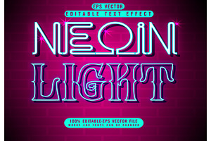 Neon Light 3d Editable Text Vector