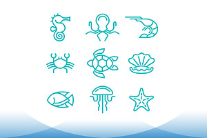 marine life symbol set