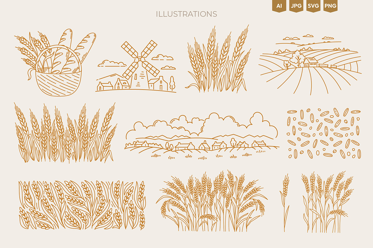 Bakery & Wheat Fields, a Food Illustration by Ilia Design (Photo 8 of 12)