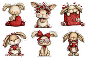 Quirky Valentines Bunny Clipart, an Illustration by Dream Creation (Thumbnail 5 of 7)