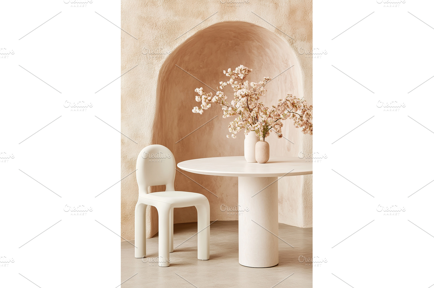 Minimalist Setting with Table Chair, an Architecture Photo by Lermont51