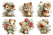 Whimsical Floral Squirrel Clipart, an Illustration by Daily.Designs (Thumbnail 4 of 5)
