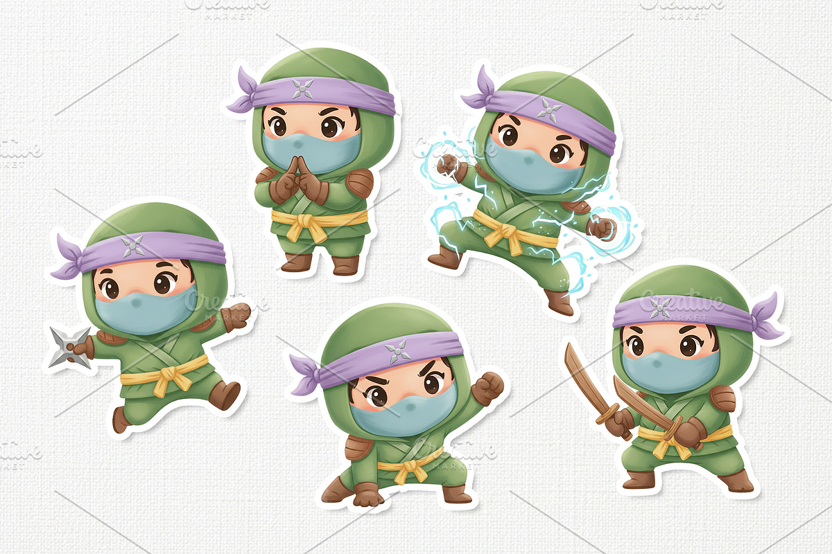 Kawaii Ninja Kid Cute Character, a Person Illustration by Gohsantosa (Photo 4 of 4)
