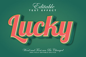 Lucky 3D Text Effect | Vector