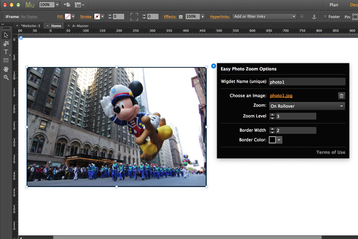 Easy Photo Zoom Adobe Muse Widget, a Plug-in Add-On by MuseTemplatesPro (Photo 2 of 2)