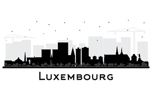 Luxembourg City Skyline Silhouette.