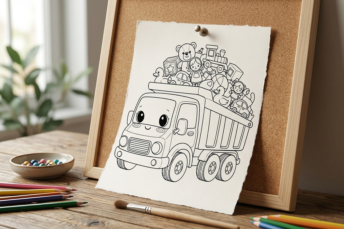 59 Truck Coloring Pages for Kids, a Transportation Illustration by ikarifq shop (Photo 5 of 5)