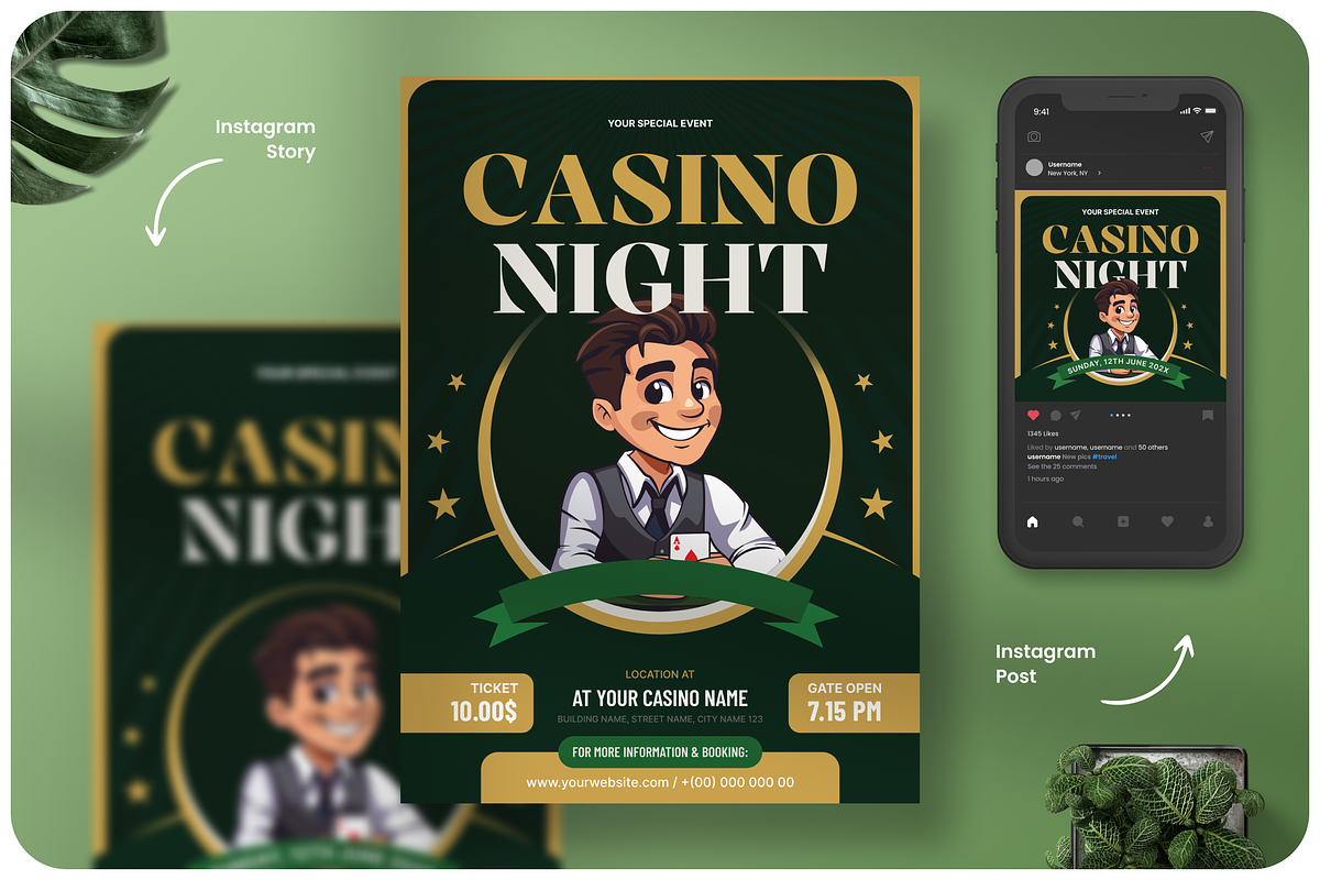 Casino Night Flyer, a Flyer Template by Annora Studio (Photo 1 of 4)