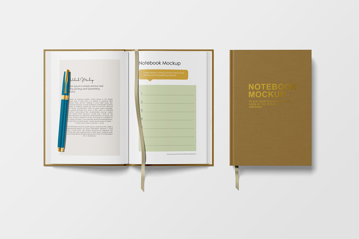 Notebook mockup, a Books & Magazine Mockup by graphiccrew (Photo 6 of 12)