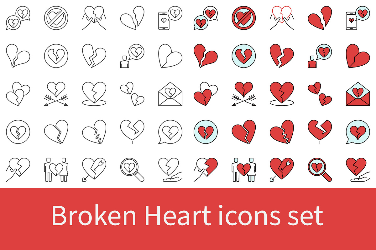 Broken Heart icons set, an Icon by VenomousVector