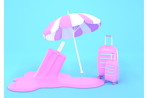 Travel Banner. Suitcases And Melting