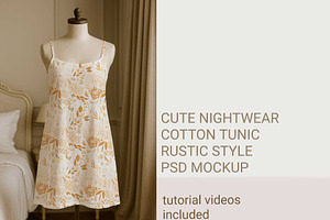 Night wear tunic psd rustic mockup