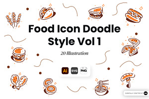 Food Doodle Icon Set Vol 1, a Food Illustration by SLAB! Design