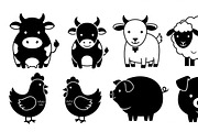 Cute Farm Animal Silhouette Bundle, an Illustration by hafijul (Thumbnail 25 of 51)