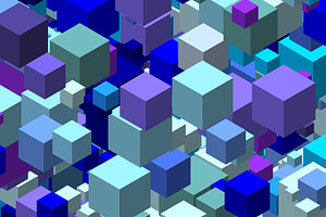 abstract cubes art blues on white