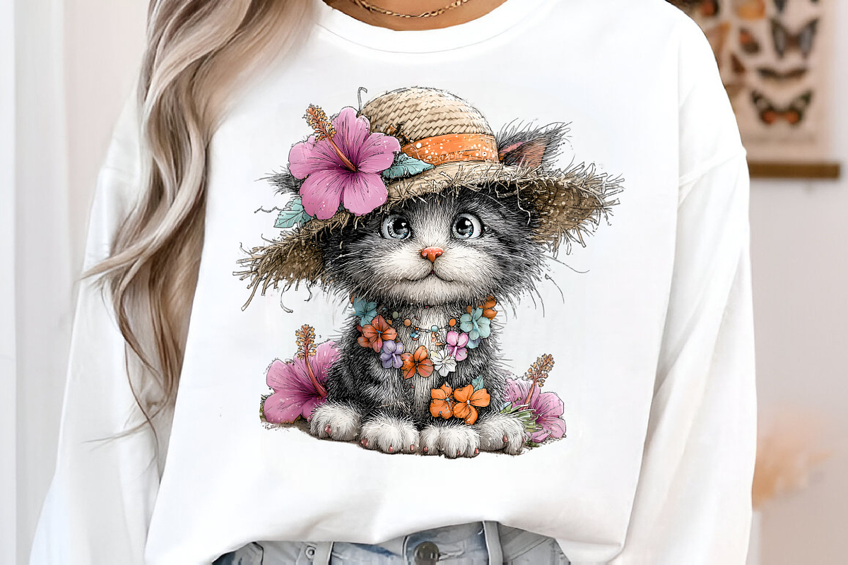 Watercolor summer cats clipart, an Illustration by SinaCreation (Photo 6 of 9)