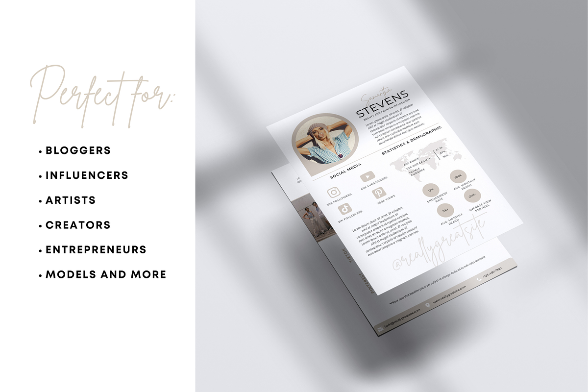 2 Page Media Kit Template Beige, a Presentation Template by CoCreatorDesigns (Photo 6 of 7)